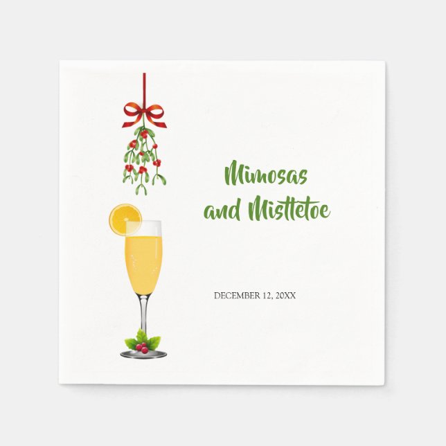 Mimosas och Mistletoe jul Napkins Pappersservett (Framsidan)