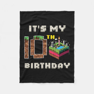 Min 10-årsdag Pixelspel 10 Tårta Gamer Pojkar Kid Fleecefilt