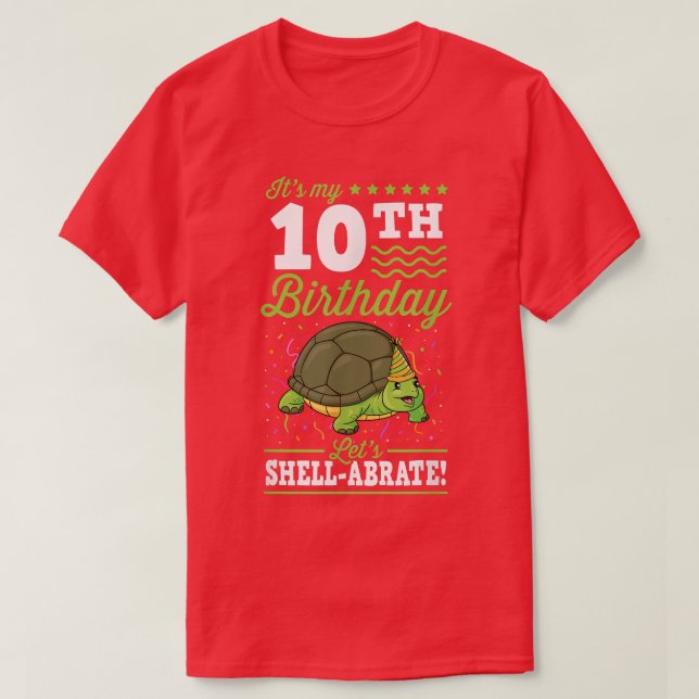 Min 10:e födelsedag gör att Shellabrate Turtle Par T Shirt (Design framsida)