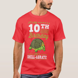 Min 10:e födelsedag gör att Shellabrate Turtle Par T Shirt