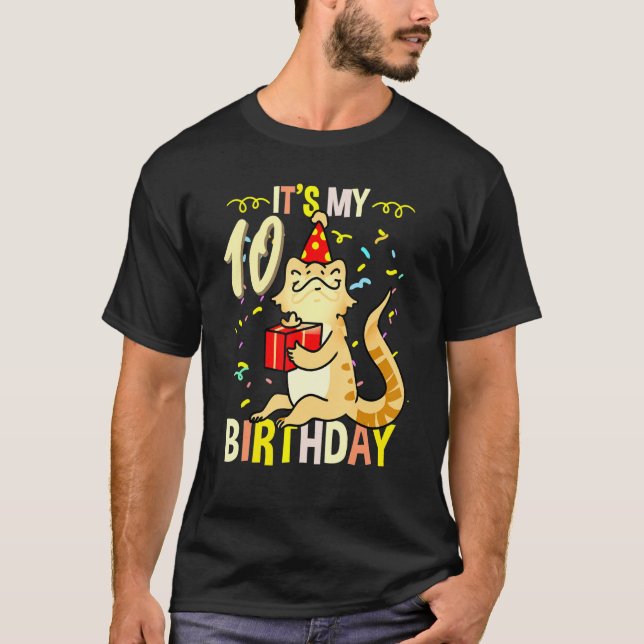 Min 10:e födelsedag-ödla draködödödla t shirt (Framsida)
