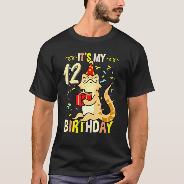 Min 12:e-födelsedag har blåst draködödödla t shirt (Framsida)