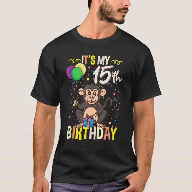 Min 15:e födelsedag Chimpanzee Monkey T Shirt (Framsida)