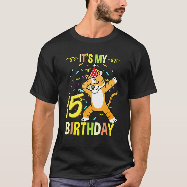 Min 15:e födelsedag Dabbing Tiger T Shirt (Framsida)