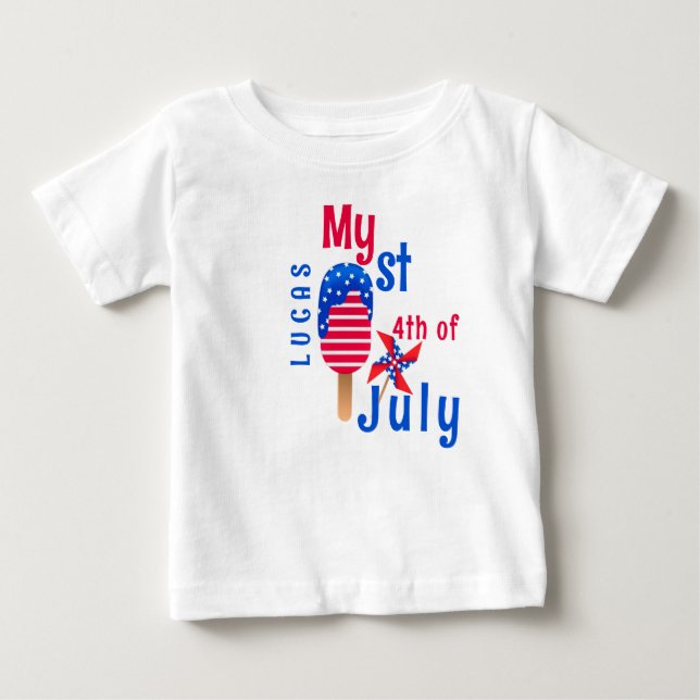 Min 1:a 4:e juli söte baby pojke  t shirt (Framsida)