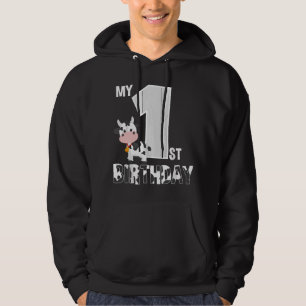 Min 1:a födelsedag Ko Muuu Jag är 1 år Lantbrukste Hoodie