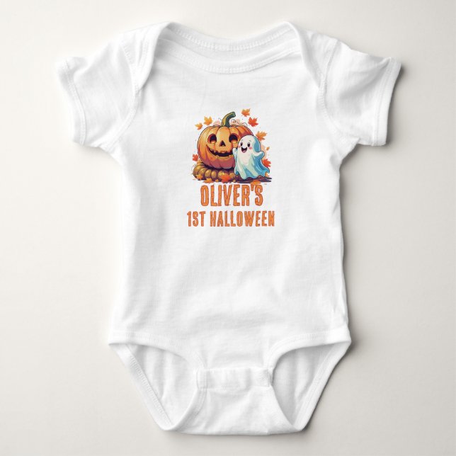 Min 1:a Halloween Kawaii Pumpa  T Shirt (Framsida)