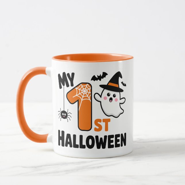 Min 1:a Halloween Söt Spöke Baby Bodysuit Mugg (Vänster)