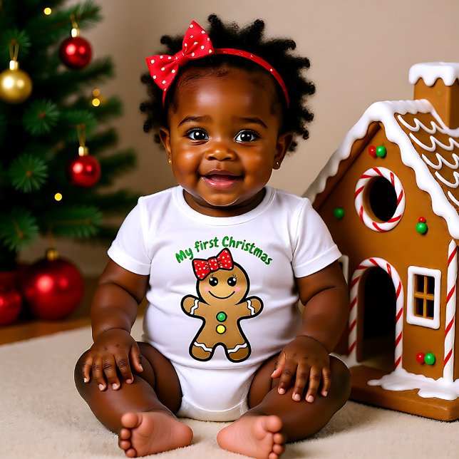 ❄🎅 Min 1:a jul med söt nyfödd flicka 2 T Shirt (❄🎅 My 1st Christmas for cute newborn girl 2 Baby Bodysuit)