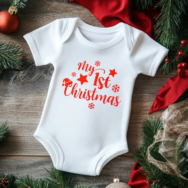 Min 1:a jul moderna manus vinter snöflinga t shirt (Skapare uppladdad)