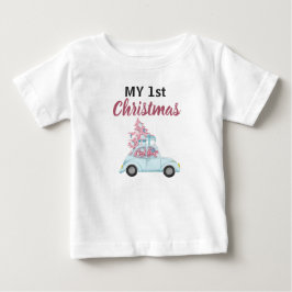 Min 1:a jul Söt blå bil Julgran T Shirt