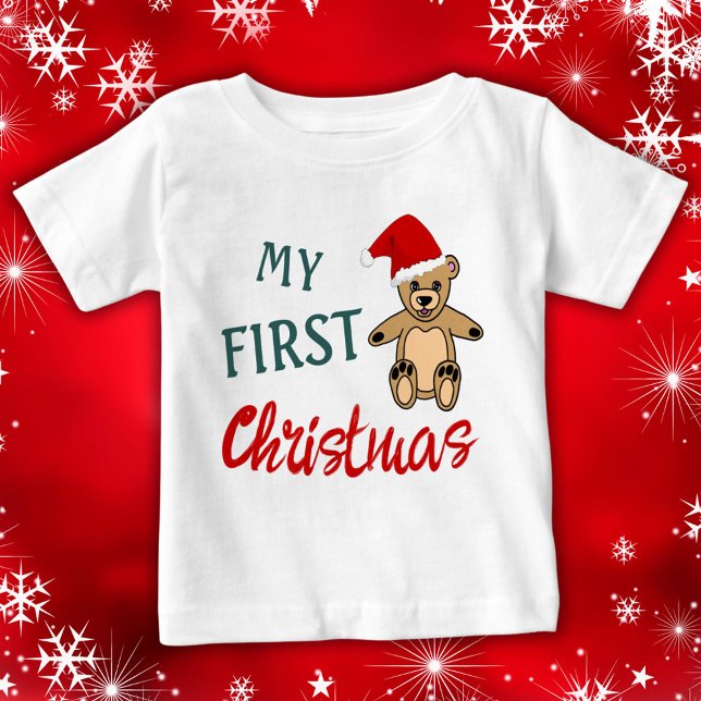 Min 1:a jul Teddybjörn Santa Hatt T Shirt (Skapare uppladdad)