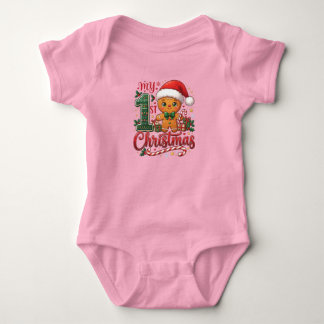 Min 1:a julen Santa Söt babykroppströja T Shirt