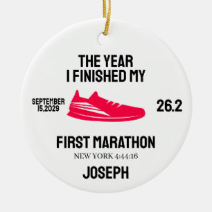 Min 1:a Maratonlöpare Första Maraton Löpning Julgransprydnad Keramik