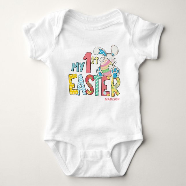 Min 1:a Påsk Cute Baby Bunny Rabbit Personlig T Shirt (Framsida)
