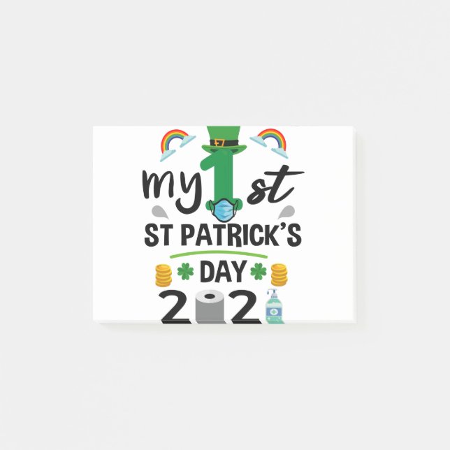Min 1:a St. Patricks Day 2021 Klänning Baby Post-it Block (Framsida)