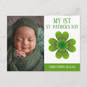 Min 1:a St Patricks Day Baby Foto Shamrocks Helg Vykort