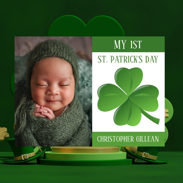 Min 1:a St Patricks Day Baby Foto Shamrocks  Holi Julkort (Skapare uppladdad)