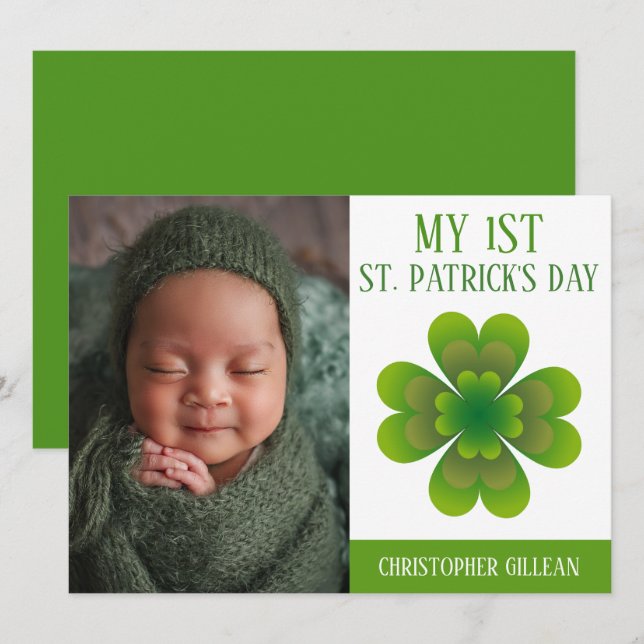 Min 1:a St Patrick's Day Baby Foto Shamrocks Julkort (Fram/baksida)