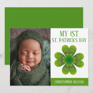 Min 1:a St Patrick's Day Baby Foto Shamrocks Julkort
