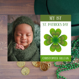 Min 1:a St Patricks Day Baby Foto Shamrocks Julkort