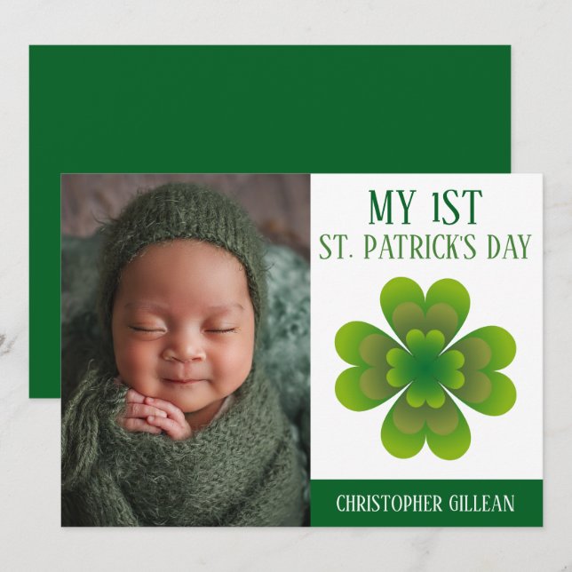 Min 1:a St Patrick's Day Baby Foto Shamrocks Julkort (Fram/baksida)