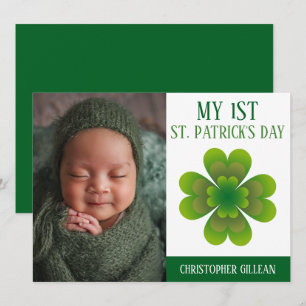 Min 1:a St Patrick's Day Baby Foto Shamrocks Julkort