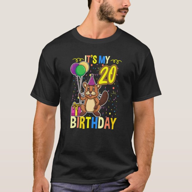 Min 20:e födelsedagsbäver t shirt (Framsida)