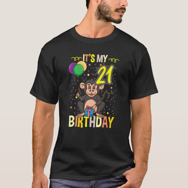 Min 21:a födelsedag Chimpanzee Monkey T Shirt (Framsida)