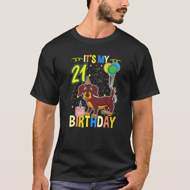 Min 21:a födelsedag Dachshund T Shirt (Framsida)
