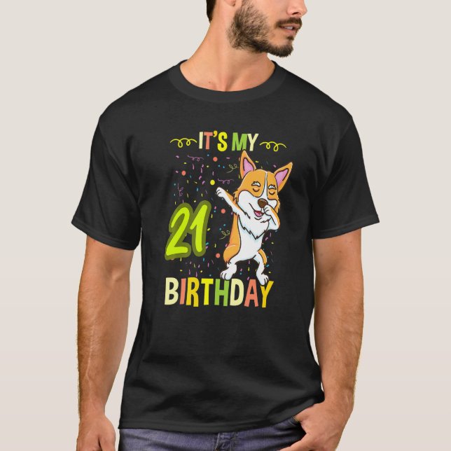 Min 21:a födelsedagsdabbing Corgi T Shirt (Framsida)
