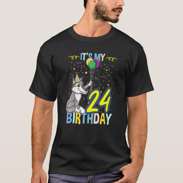 Min 24:e födelsedag-Varg T Shirt (Framsida)