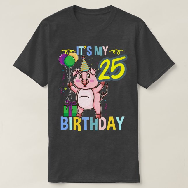 Min 25:e födelsedag Cute Gris Premium T Shirt (Design framsida)