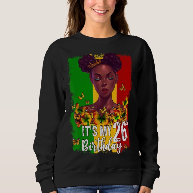 Min 26:e födelsedag, 26 år gammal svart Melanin W T Shirt (Framsida)