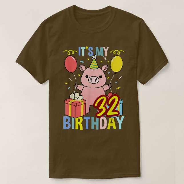 Min 32:a födelsedag Gris för Gris Älskare T Shirt (Design framsida)