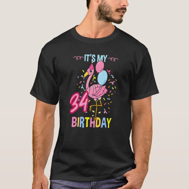 Min 34:e födelsedag Flamingo T Shirt (Framsida)