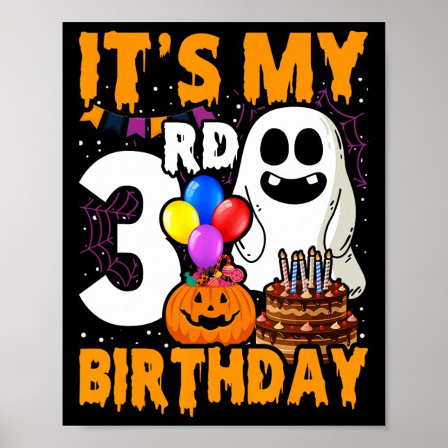Min 3:e födelsedag Ghost Pumpkin Halloween fest 3  Poster (Framsidan)
