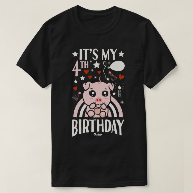 Min 4e födelsedagen Gris T Shirt (Design framsida)