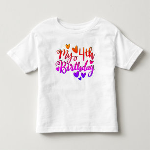 Min 4e födelsedagen-regnbåge småbarn t-shirt