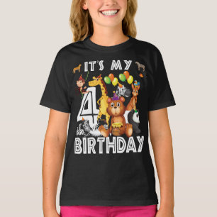 Min 4e födelsedagen Safari Jungle Animals Älskare T Shirt