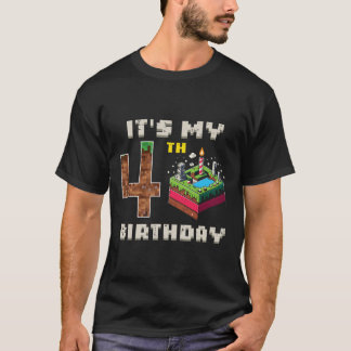 Min 5-årsdag Pixelspel 4 Tårta Videospelare Pojkar T Shirt