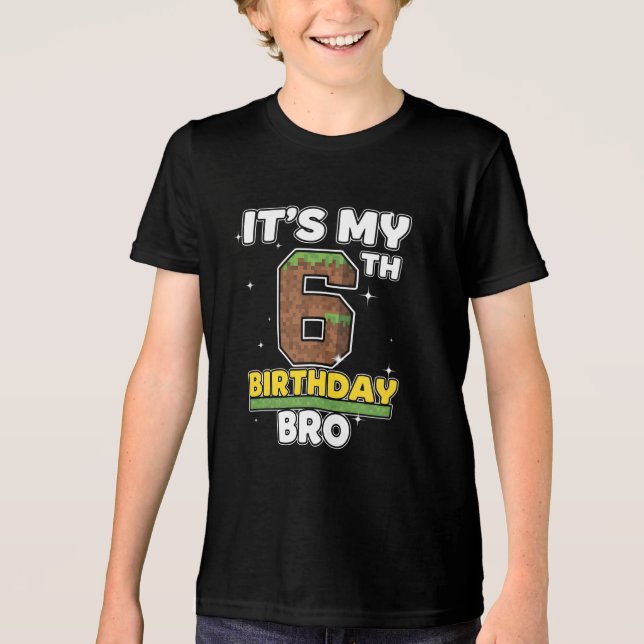 Min 6-års födelsedagsbror TV-spel Pixel T Shirt (Framsida)
