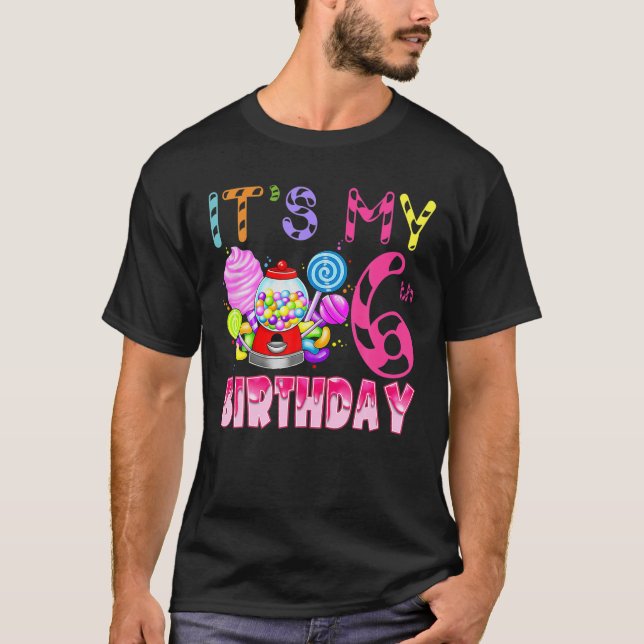 Min 6e-födelsedag Candyland Birthday Girl T Shirt (Framsida)