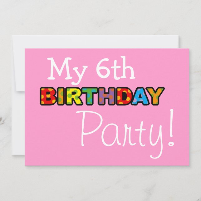 Min 6e-födelsedagsfest inbjudningar (Framsida)