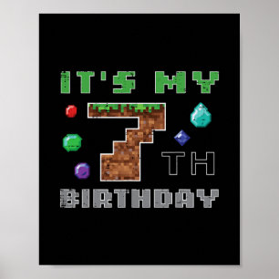 Min 7-årsdag Pixel 7 Gamer Video Spelande Pojkar K Poster