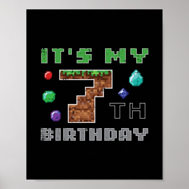 Min 7-årsdag Pixel 7 Gamer Video Spelande Pojkar K Poster (Framsidan)