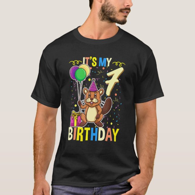 Min 7:e-födelsedag Beaver T Shirt (Framsida)