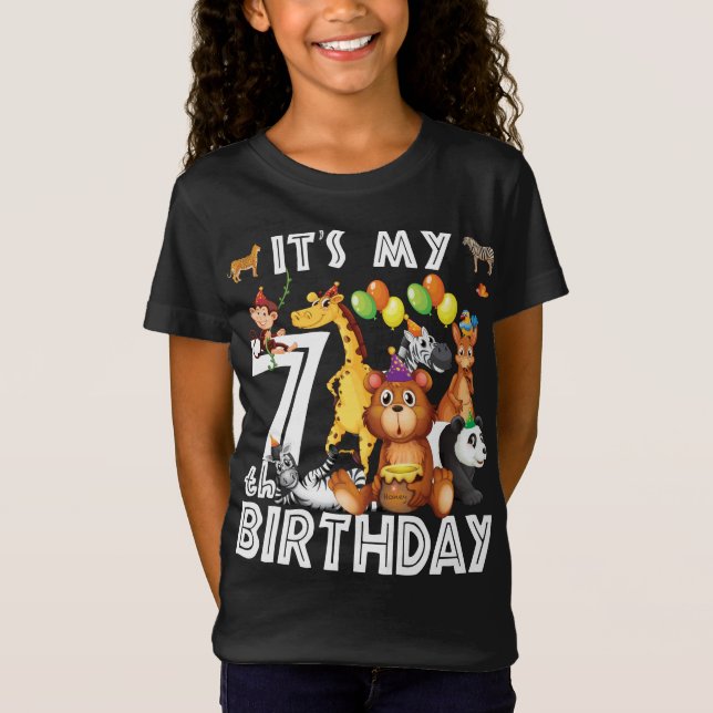 Min 7:e-födelsedag Safari Jungle Animals Älskare T Shirt (Framsida)