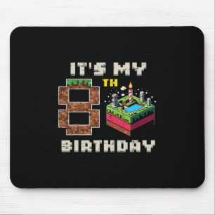 Min 8-årsdag Pixelspel 8 Tårta Videospelare Pojkar Musmatta