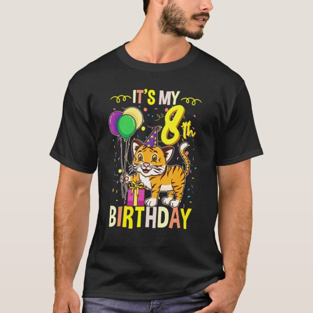 Min 8:e födelsedag-tiger-djur t shirt (Framsida)